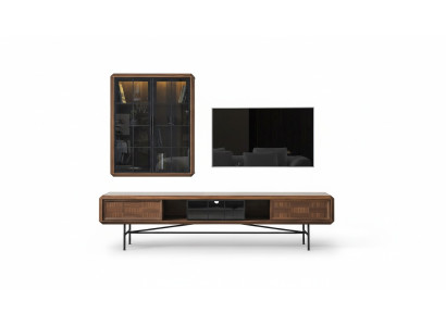 Gruppo RTV Mobile TV supporto Mobiletto con ante 2 pezzi Legno Marrone Scaffale