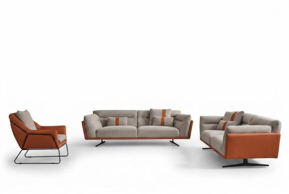 Couch set divano Set di sofà completo Divano imbottito arancione Divano in tessuto