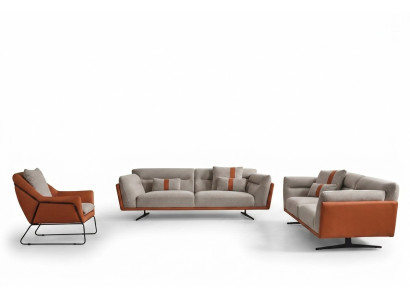 Couch set divano Set di sofà completo Divano imbottito arancione Divano in tessuto