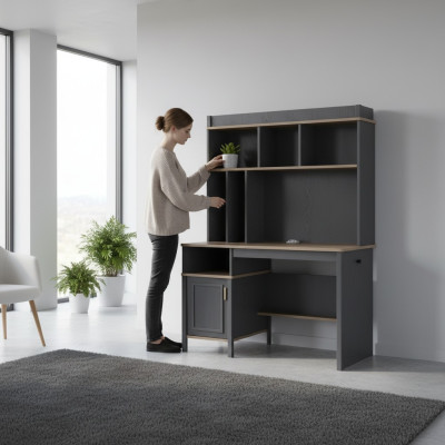 Scrivania Scaffali Scrivania per ufficio Scrivania per computer Legno Grigio Camera dei bambini