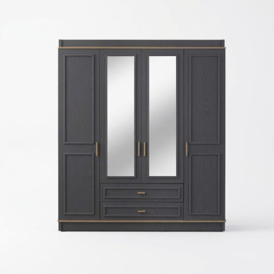 Armadio per bambini Armadio Armadio Legno Specchio Grigio Armadio in legno