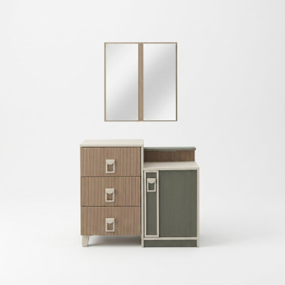 Comò camera da letto con specchio in legno marrone Set consolle