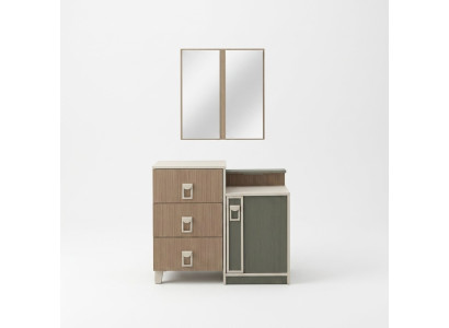 Comò camera da letto con specchio in legno marrone Set consolle