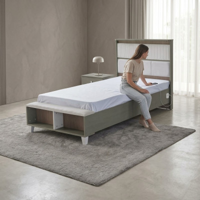Telaio letto Letto bambino Letto Camera dei bambini Arredamento camera dei bambini Grigio Legno