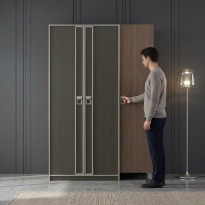Mobiletto in legno armadio guardaroba per bambini in legno grigio design.