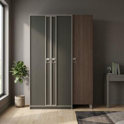 Mobiletto in legno armadio guardaroba per bambini in legno grigio design.