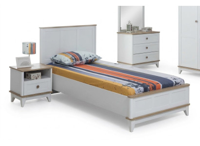 Set camera da letto per bambini bianca, letto per bambini, comodino, set letto 2 pezzi in legno.   Imposta camera da letto per bambini bianca, letto per bambini, comodino, set di lenzuola 2 pezzi in legno.