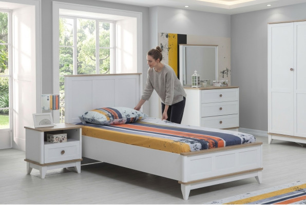 Letto per bambini Telaio del letto Letto Camera per bambini Mobili per la camera dei bambini Bianco Legno