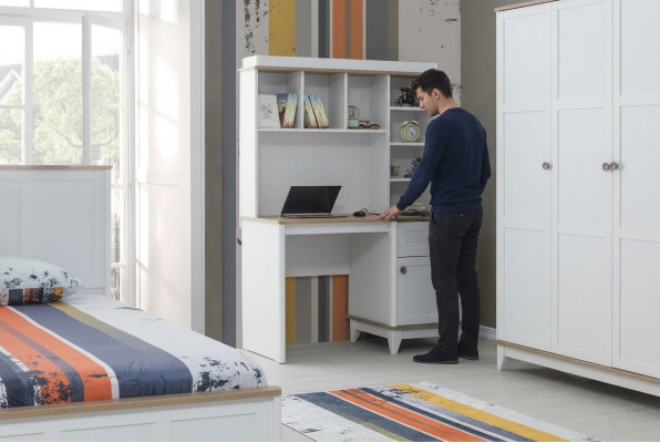 Tavolo in legno Scrivania Scaffali Scrivania per computer Legno Bianco Camera dei bambini