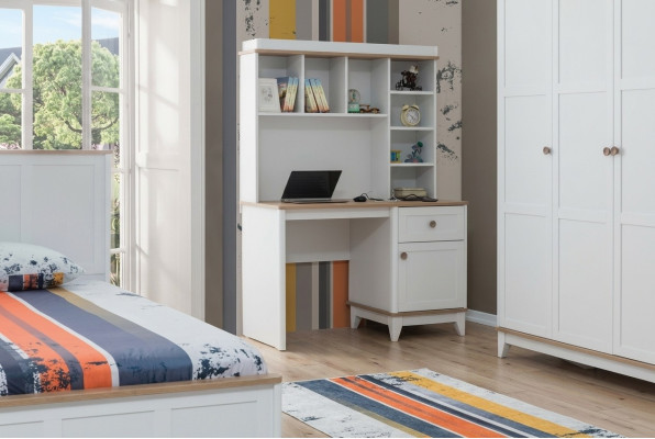 Tavolo in legno Scrivania Scaffali Scrivania per computer Legno Bianco Camera dei bambini