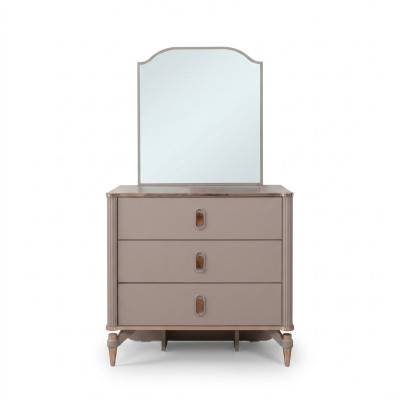 Comodino con specchio in legno per camera da bambini beige set di consolle