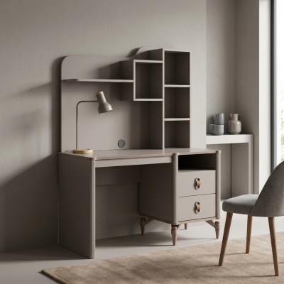Scrivania Tavolo da ufficio Tavolo per computer Beige Mobili per ufficio Legno Tavolo Mensole