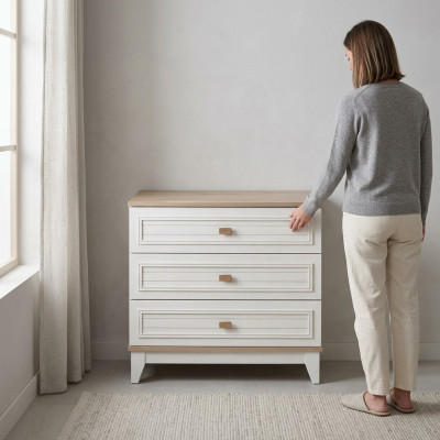 Comò per bambini in legno bianco per camera da letto per bambini, design moderno