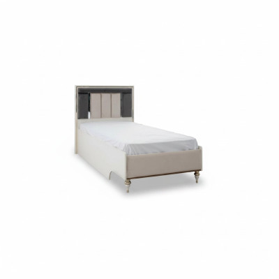 Lettino per bambini di lusso Struttura letto Letto Camera da letto per bambini Telaio letto Beige in stoffa