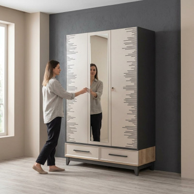 Armadio moderno per bambini in legno color beige