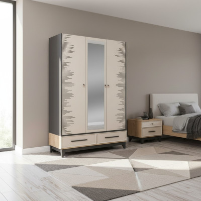 Armadio moderno per bambini in legno color beige
