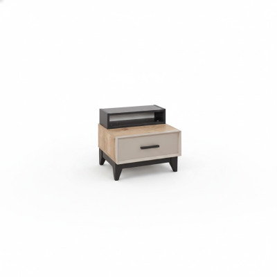 Tavolino moderno per camera dei bambini, comodino, consolle notturna in legno marrone.