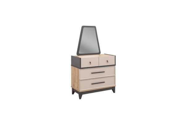 Gruppo comò completo con specchio Legno Camera da letto per bambini Beige Consolle