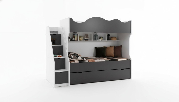 Letto a castello Letto per bambini Mobili per bambini Grigio Set di mobili per bambini moderno  Letto a castello Letto per bambini Mobili per bambini Grigio Set di mobili per bambini moderno