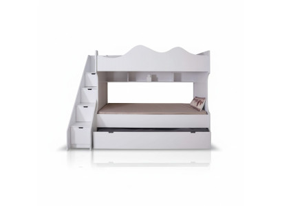 Letto a castello bianco per bambini con arredo moderno per bambini.