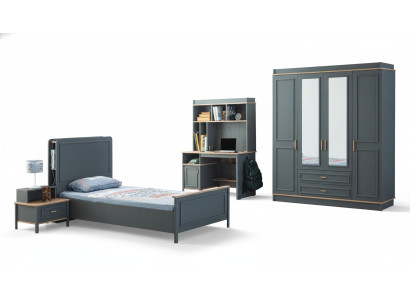 Mobili per la camera dei bambini Letto per la camera dei bambini Lettino Grigio Legno Set 4 pezzi