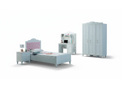 Set completo di mobili per bambini letto da bambino in legno 4 pezzi stanza per bambini bianco