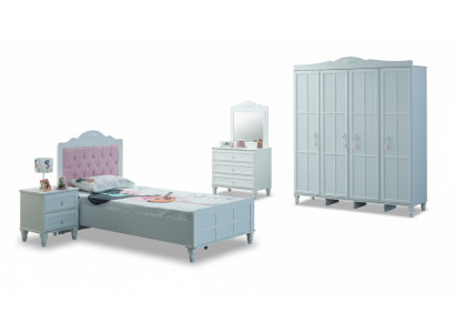 Camera dei bambini Set completo di mobili per bambini Letto in legno Set 5 pezzi Bianco