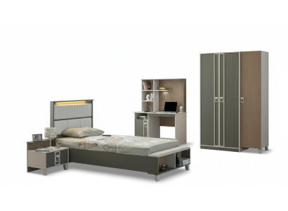 Set di mobili per bambini Camera da letto per bambini Letto Lettino Grigio Legno 4 pezzi