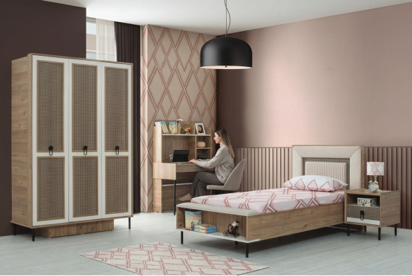 Mobili per bambini Set camera da letto per bambini Letto Lettino Marrone Legno Set 4 pezzi