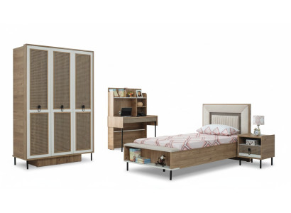 Mobili per bambini Set camera da letto per bambini Letto Lettino Marrone Legno Set 4 pezzi