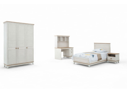 Camera da letto Set Letto per bambini Bianco Legno Set 4 pezzi Letto Moderno