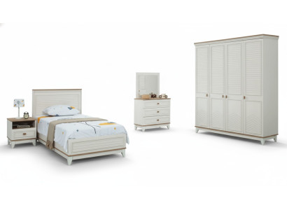 Completo Letto Giovanile Mobili per Bambini Letto per Bambini Bianco Legno Set 5 pezzi Comò