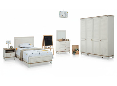 Garnitura camera dei bambini Letto Lettino Mobili per bambini Bianco Legno Set 5 pezzi