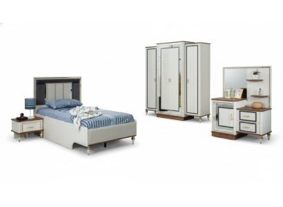 Impostare camera da letto per bambini Letto per bambini Mobili per bambini Bianco Legno 5 pezzi