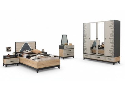 Garnitura camera dei bambini Letto Bambino Letto Marrone Legno Set Letto per Ragazzi 5 pezzi