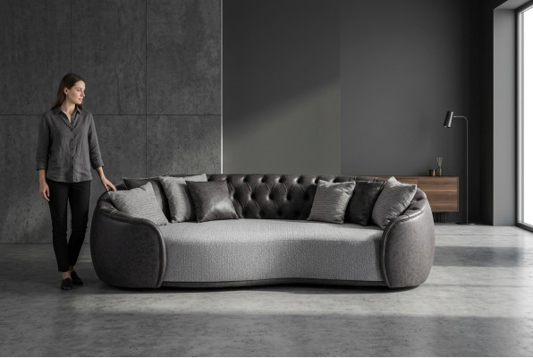 Eleganza senza tempo Chesterfield divano a tre posti 3 sedute grigio divano in tessuto divano imbottito in tessuto