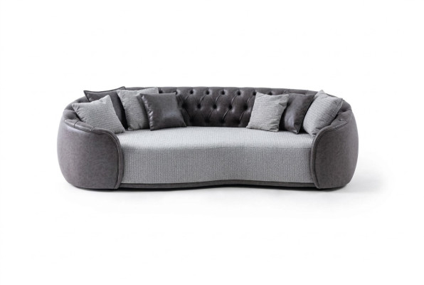 Eleganza senza tempo Chesterfield divano a tre posti 3 sedute grigio divano in tessuto divano imbottito in tessuto