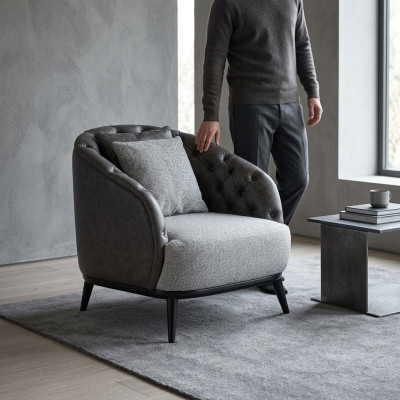 Poltrona design monoposto Poltrona monoposto in tessuto Grigio Design Chesterfield
