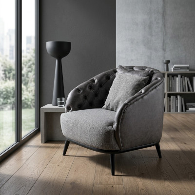 Poltrona design monoposto Poltrona monoposto in tessuto Grigio Design Chesterfield