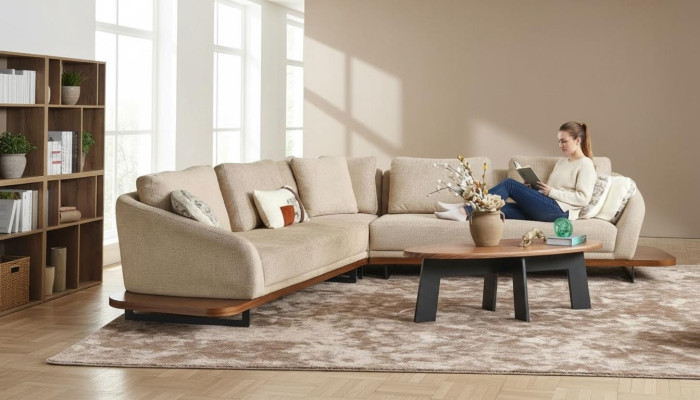 Divano angolare con imbottitura a forma di L divano divano da salotto divani beige moderni.