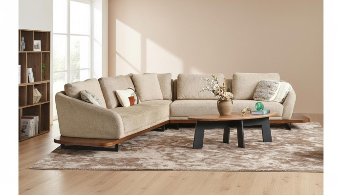 Divano angolare con imbottitura a forma di L divano divano da salotto divani beige moderni.