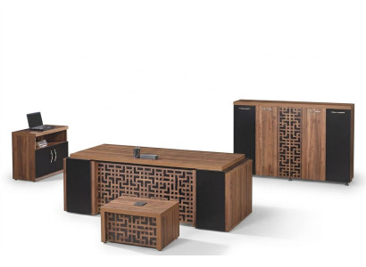 Mobili per ufficio Studio Scrivania Scrivania da ufficio Set 4 pezzi Legno Marrone