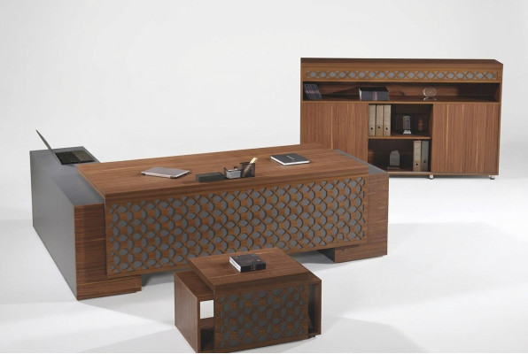 Tavolo d'angolo per ufficio Set completo di scrivania per ufficio 3 pezzi in legno marrone Mobili da ufficio