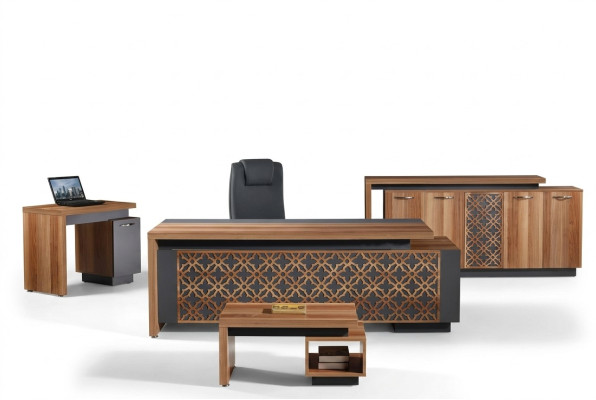 Ufficio completo Scrivania per ufficio Mobili per ufficio Set scrivania 4 pezzi Legno Marrone Ufficio