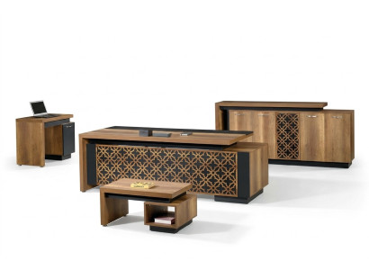 Classico set completo di mobili per ufficio Scrivania 4 pezzi Legno Marrone