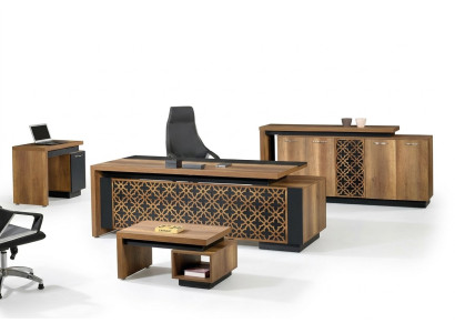 Ufficio completo Mobili per ufficio Scrivania Ufficio Tavolo da ufficio Set 4 pezzi Legno Marrone