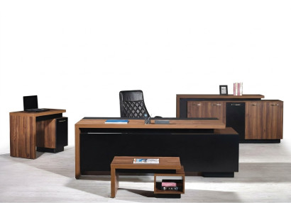 Mobili per ufficio, ufficio completo, scrivania, scrivania da ufficio 4 pezzi in legno nero