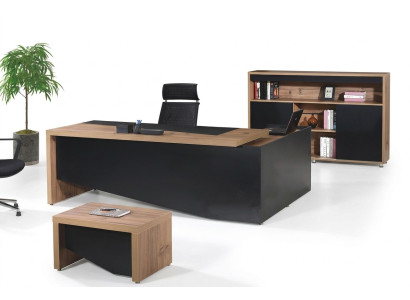 Mobili per ufficio Tavolo per l'ufficio ad angolo Scrivania da ufficio 3 pezzi Legno Nero