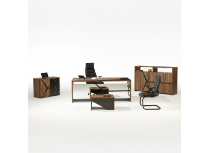 Mobili per ufficio completi scrivania 4 pezzi in legno marrone mobili da ufficio