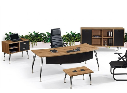 Mobili per ufficio, scrivania, scrivania da ufficio, tavolo da ufficio 4 pezzi in legno nero